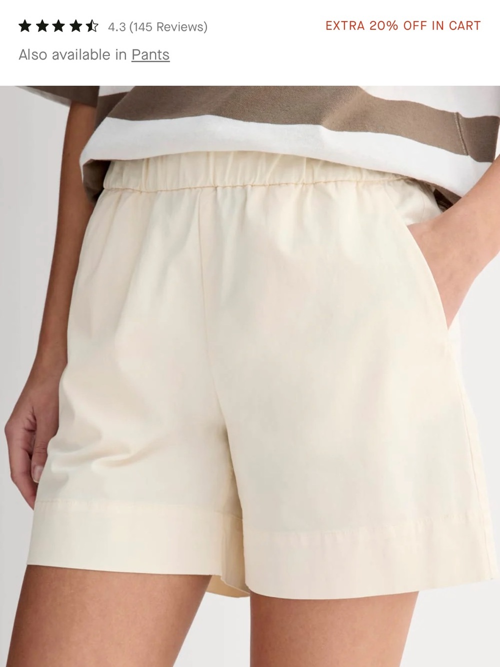 Everlane Pale Yellow Elastic Waist Shorts